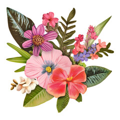Floral Arrangement with Tropical Leaves