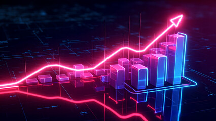 Futuristic Business Growth Chart with Light Effects