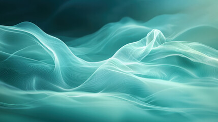 Obraz premium mesmerizing abstract digital artwork featuring flowing mint colored waves, evoking sense of tranquility and fluidity