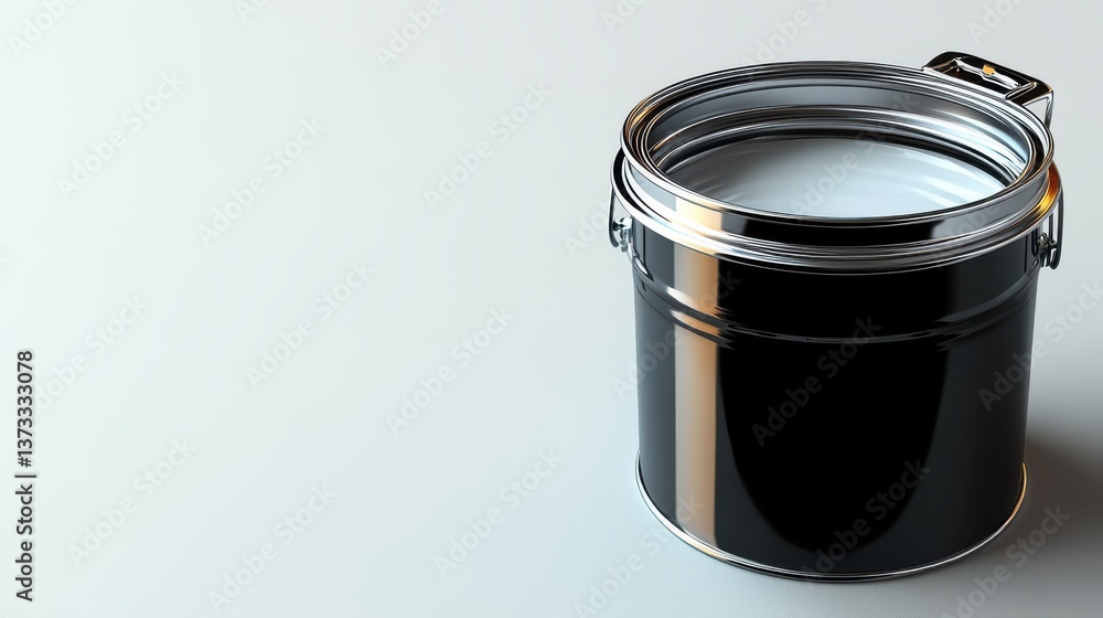 Poster paint can container and white color in metal bucket for home renovation work isolated on white backg