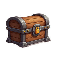 simple cartoon pirate wooden treasure chest with padlock vector illustration transparent background isolated