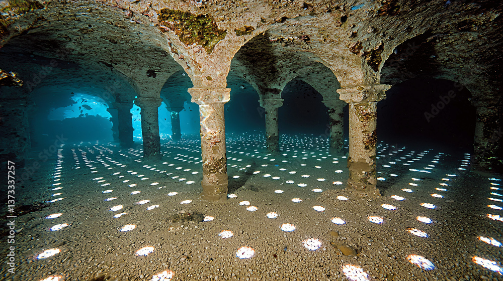 Aufkleber a dark and mysterious cave illuminated by natural sunlight creating an enigmatic atmosphere for expl