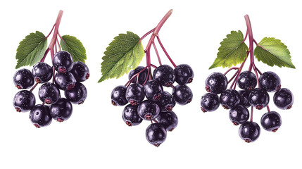 Fresh elderberry bunches with leaves for healthy eating isolated on transparent background png