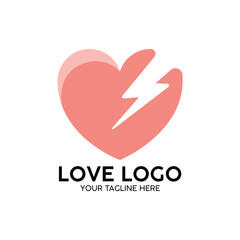 Love logo featuring a broken heart and lightning bolt