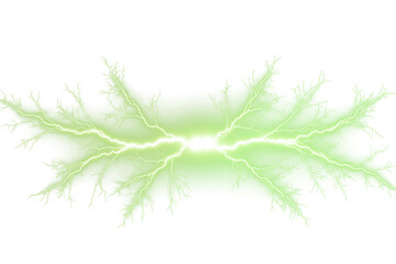 Bright Green Electric Energy Bolt With Transparent Background