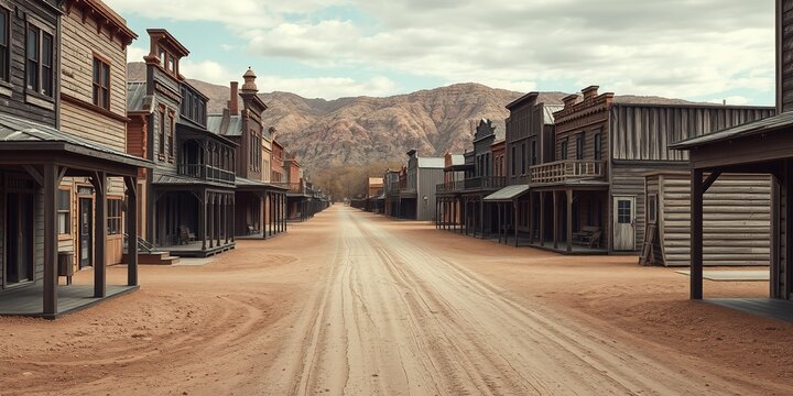 Old West Town Mockup - Empty Street Scene Design