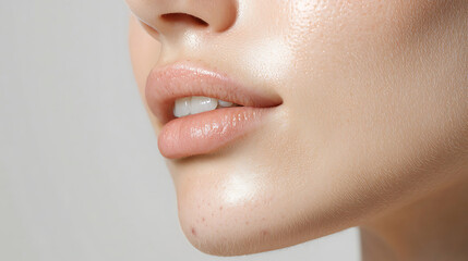 Obraz premium Beauty close-up of smooth lips studio photography professional lighting minimalist background artistic perspective