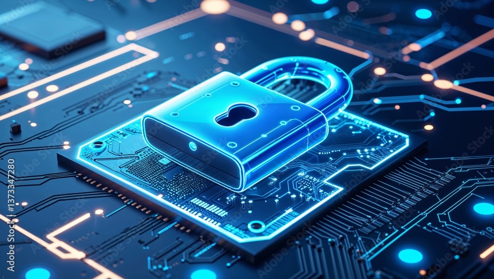 Poster cybersecurity and privacy concepts to protect data.