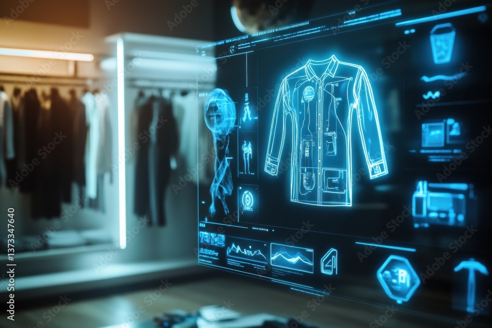 Aufkleber futuristic online shopping experience with a virtual dressing room and advanced holographic user int