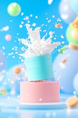 Milk Splash with Pastel Background.