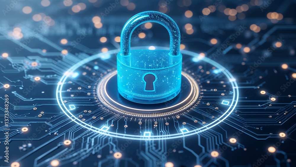 Poster cybersecurity and privacy concepts to protect data.