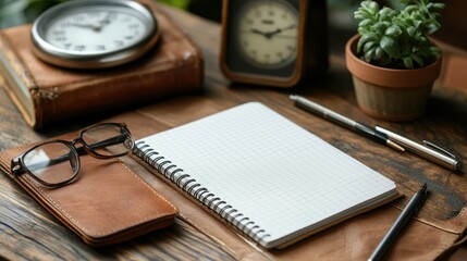 smartphone and notebook on wood table smartphone pen glasses and notebook business desk