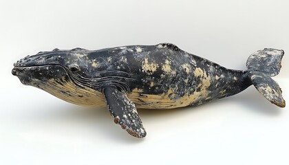 Fototapeta premium Gray Whale Model with White Background.