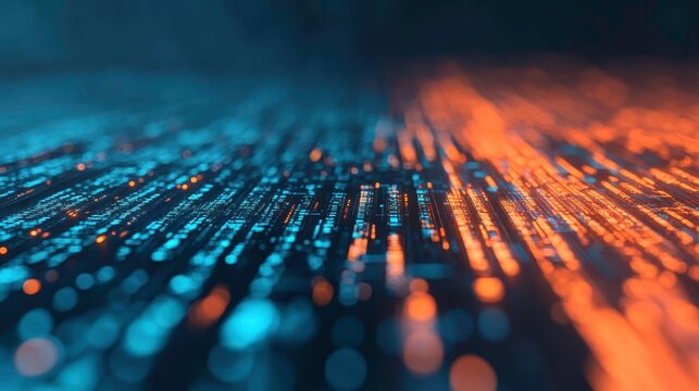 Abstract Digital Data Stream, Blue Orange - Abstract backgrounds