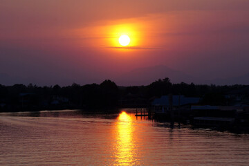 beautiful sunset over the river