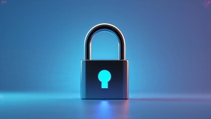 Glowing Padlock with Blue Cybersecurity Theme