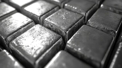 stacking silver bars brick wall close up brickwall texture background 3d render