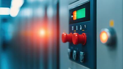Innovative Control Panel with Vibrant Red Buttons Enhancing Automated Energy Management Solutions