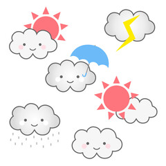 かわいい天気マークのセット