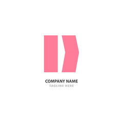 Modern logo design.  Geometric arrow shape in pink and white