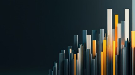 Obraz premium A modern abstract design featuring vertical bars in various colors against a dark background, suggesting growth and dynamism.