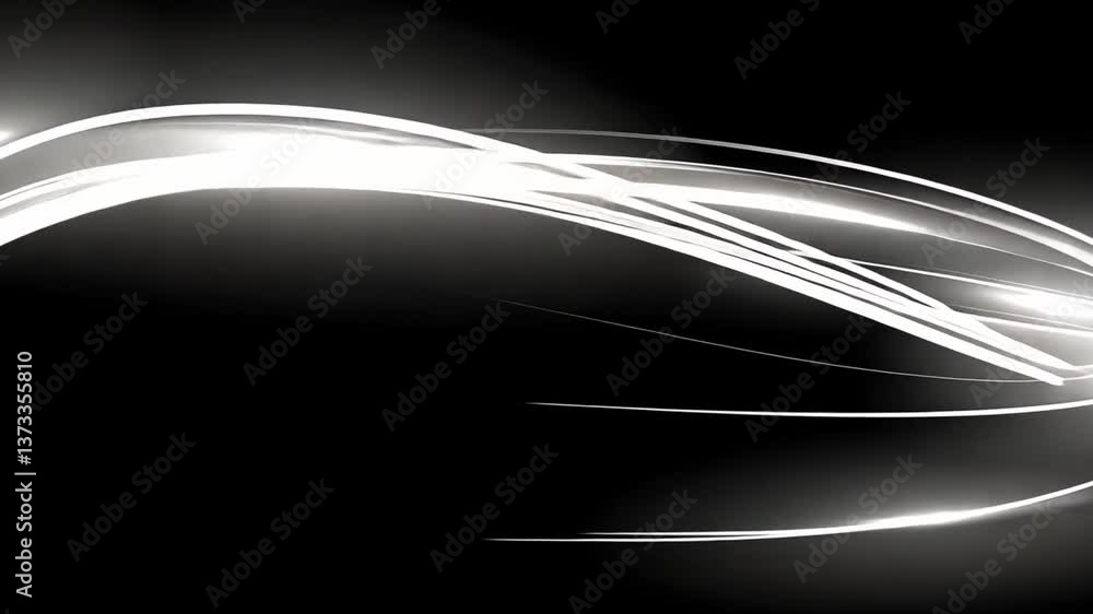 Poster sleek and modern abstract background flowing light trails against dark backdrop, evoking motion and 