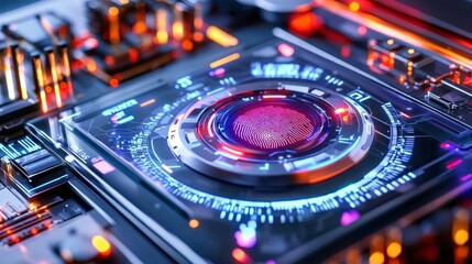 Fototapeta premium Futuristic Fingerprint Biometric Security Scan - Futuristic technology