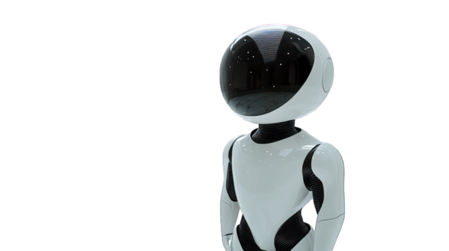 Futuristic robot in sleek design on a white background