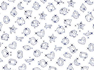 カットガラス柄、14紺