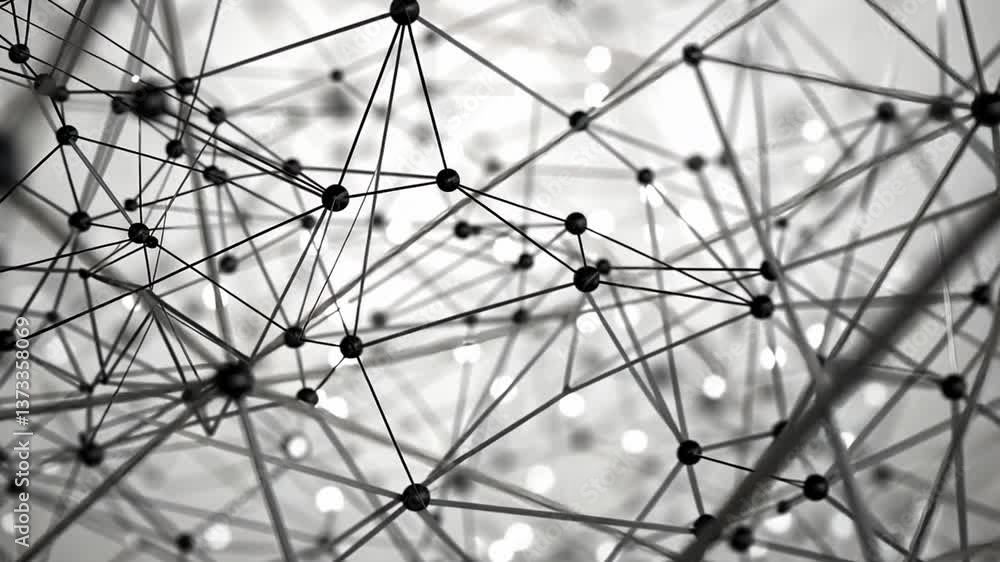 Poster exploring depth of modern connectivity an abstract network of interconnected lines and nodes, showca
