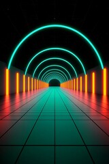 Neon Archway Tunnel with Futuristic Glow.