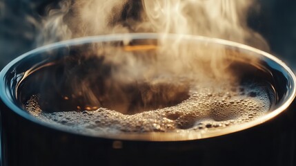 coffee extractor, the rich, aromatic espresso flowing smoothly into a coffee cup, with steam rising from the hot brew.