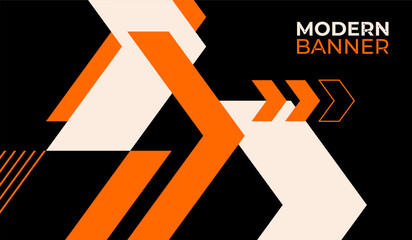 Orange and white abstract shapes with black background vector design