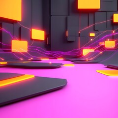 Neon Abstract Digital Landscape.