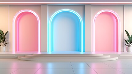 Neon Archways with White Stage, and Minimalist.