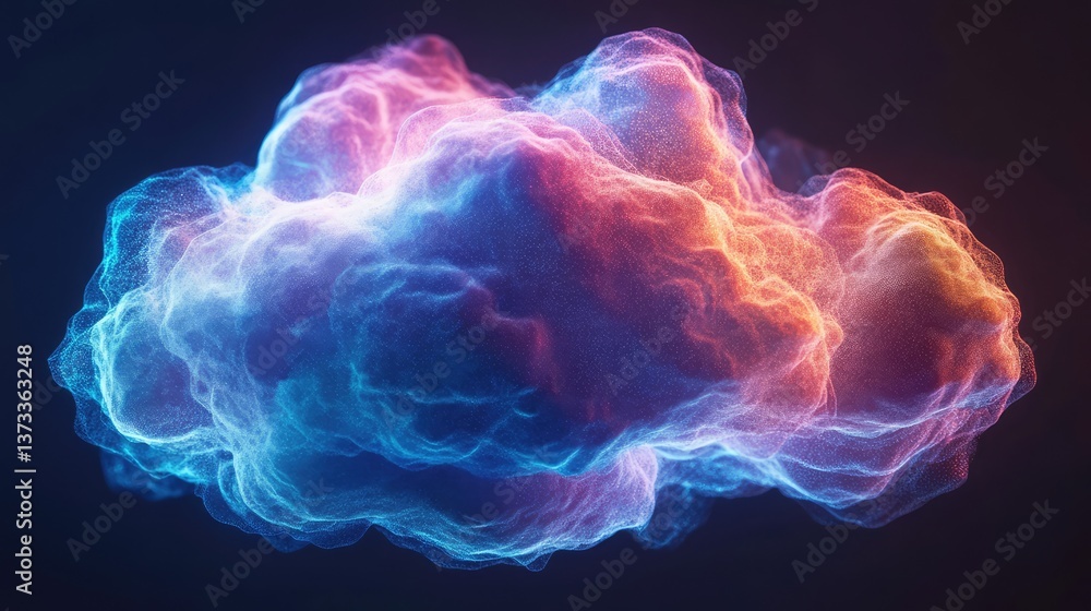 Poster abstract hologram of cloud computing with digital data connections, empty space for design or text.