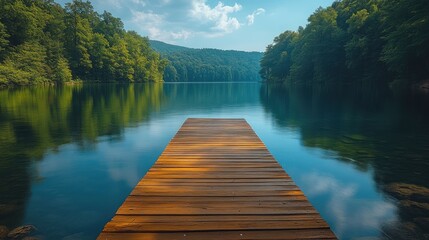 Fototapeta premium wooden pier on the lake