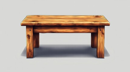 wooden table isolated,cartoon illustration style