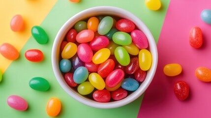 Obraz premium bowl of colorful jelly beans, perfect for a fun and sweet theme.