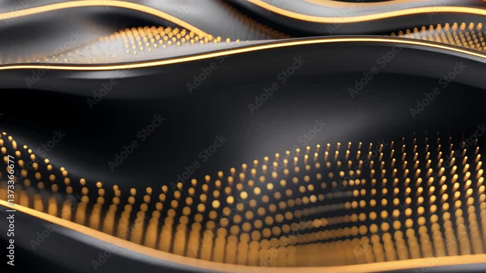 Poster dynamic modern design sleek black waves and golden textures create mesmerizing pattern of smooth ele