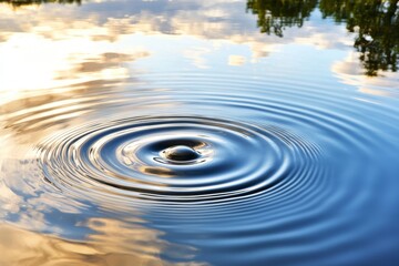 Ripple effect on calm water surface serene nature setting high-quality photography tranquil environment outdoor scenic view
