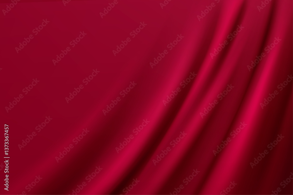 Poster Deep red satin fabric with soft folds, digital design.  Smooth texture, uniform color background.  Luxurious textile rendering, elegant draping effect.