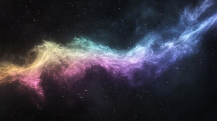 Naklejka premium color powder expands outward in slow motion, the fine details glowing against the black void