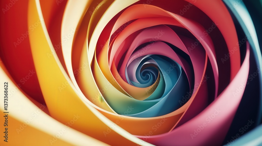 Poster dynamic abstract spiral layers, with each spiral expanding outward in a mesmerizing motion of layere