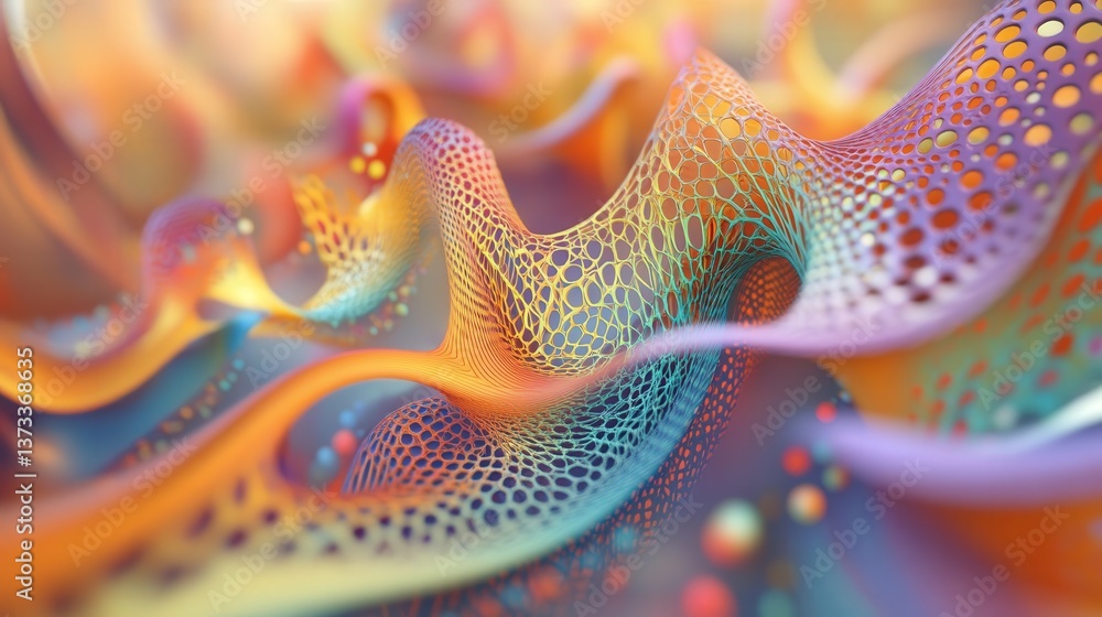 Poster geometric lines, with intricate patterns forming in a fast-moving, seamless flow of colors and geome