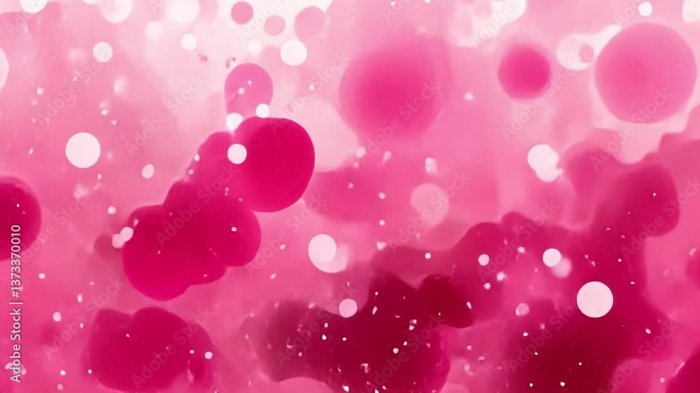 Poster vibrant pink abstract background with dreamy bubbles and circles, creating artistic and fluid textur