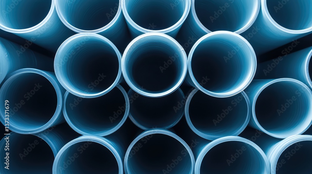 Aufkleber stack of pvc pipes with smooth and reflective surfaces, neatly arranged. building materials copy spa