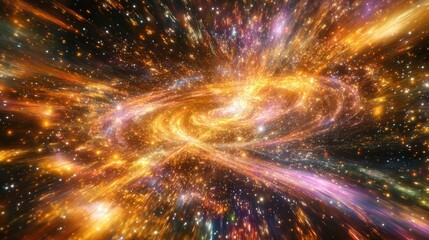 Obraz premium lights move to form a galaxy shape, their vivid hues creating a stunning representation of cosmic energy.