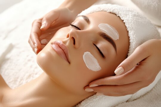 A serene facial treatment in a soothing spa environment.