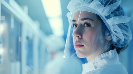 The person is engaged in a precise task, such as inspecting sensitive equipment or conducting a scientific experiment. 